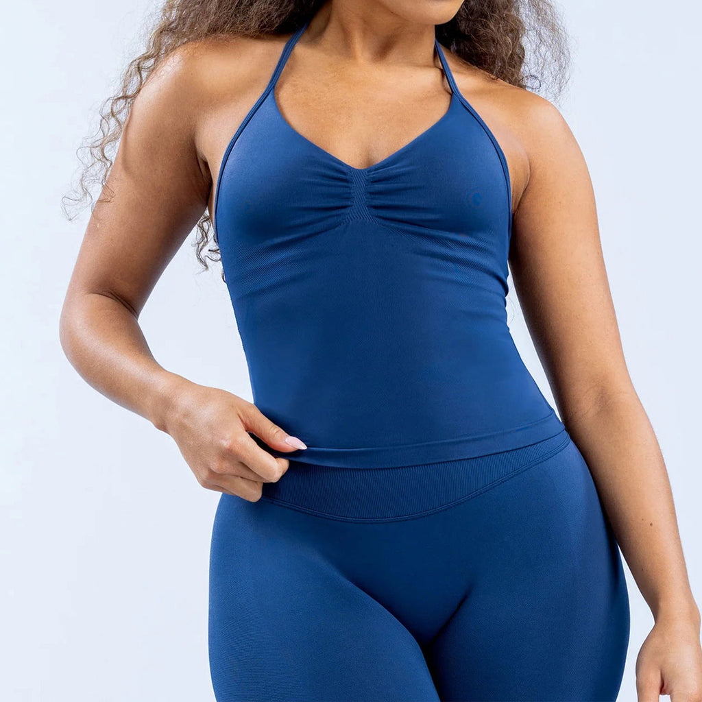 Tight Fit Halter Yoga Top with Built-in Bust Lift