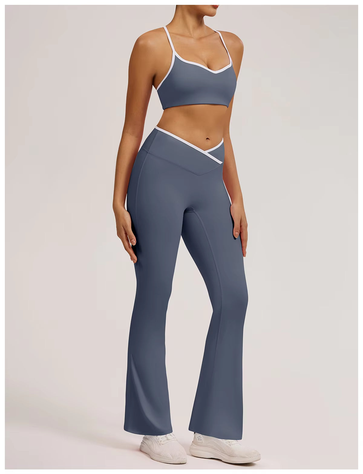 Women’s High Waist Crossover Flare Pants Gym Yoga Leggings
