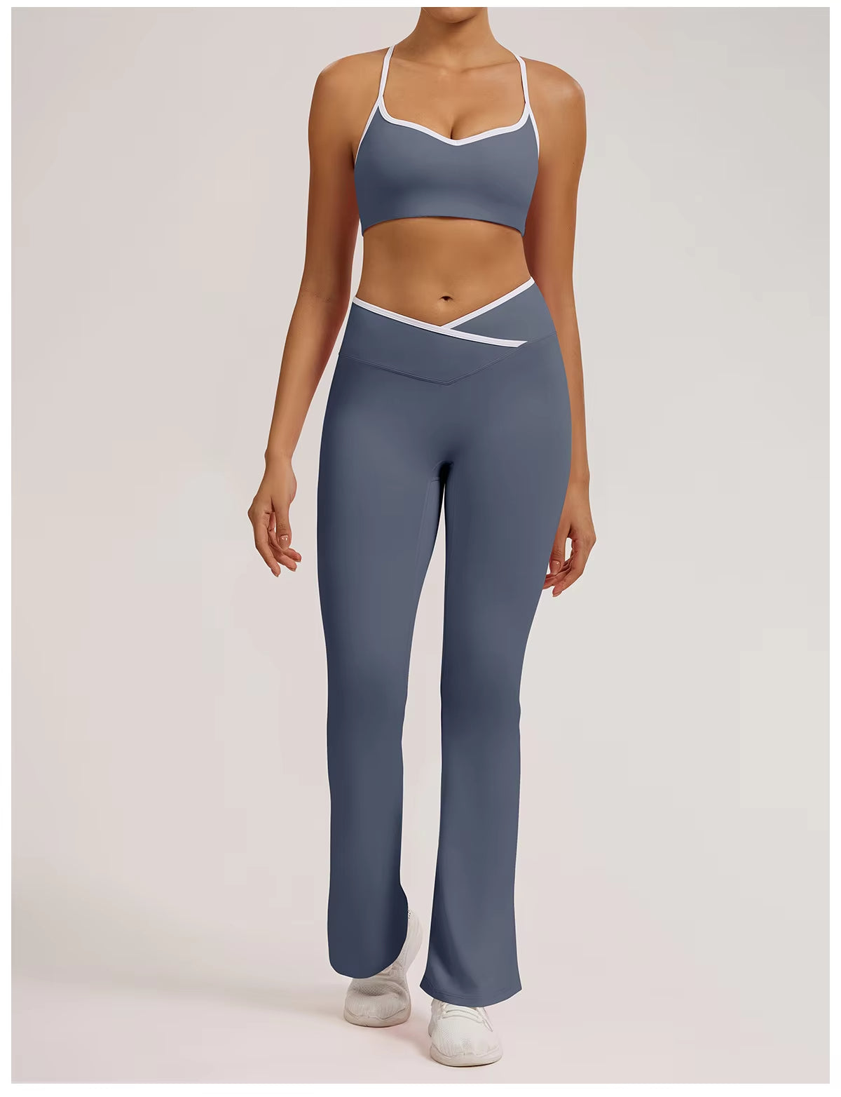 Women’s High Waist Crossover Flare Pants Gym Yoga Leggings