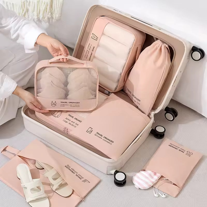 7pcs Travel Packing Cubes Set Compression Luggage Bags