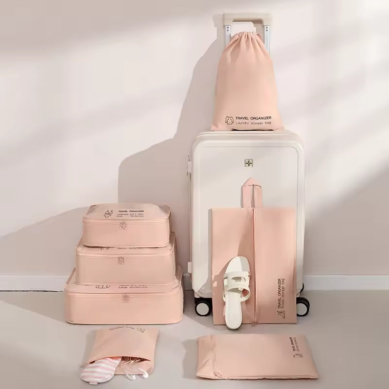 7pcs Travel Packing Cubes Set Compression Luggage Bags