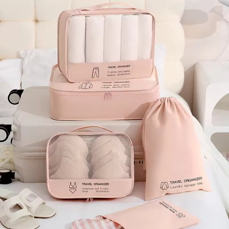 7pcs Travel Packing Cubes Set Compression Luggage Bags