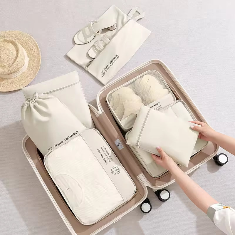7pcs Compression Packing Cubes Zipper Luggage Organizer