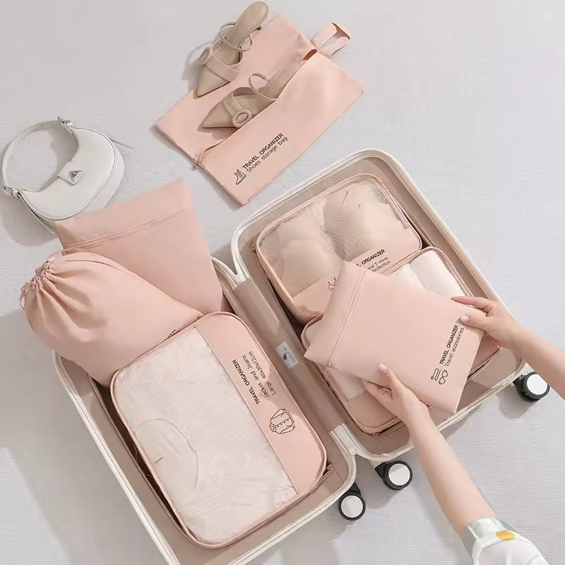7pcs Travel Packing Cubes Set Compression Luggage Bags
