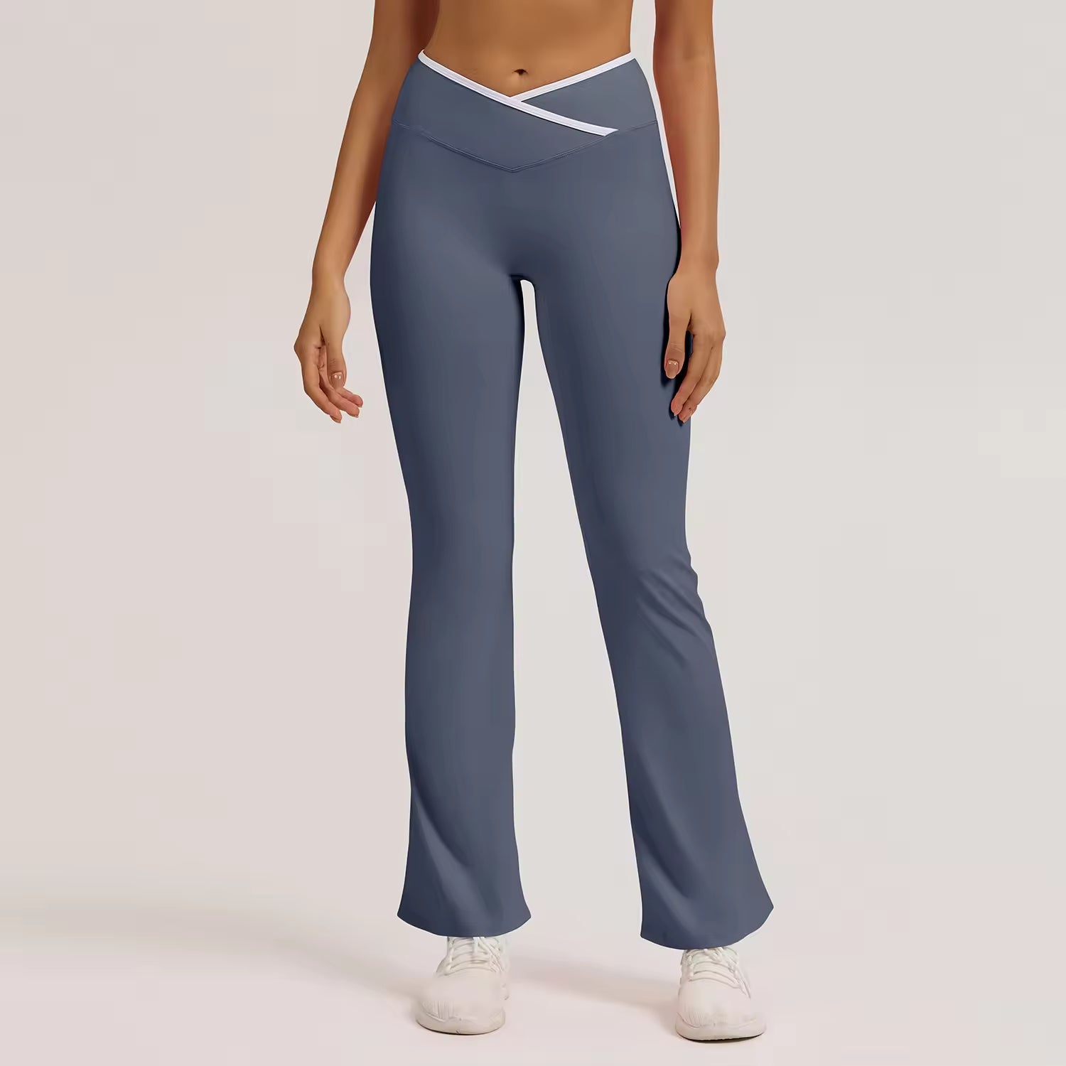 Women’s High Waist Crossover Flare Pants Gym Yoga Leggings