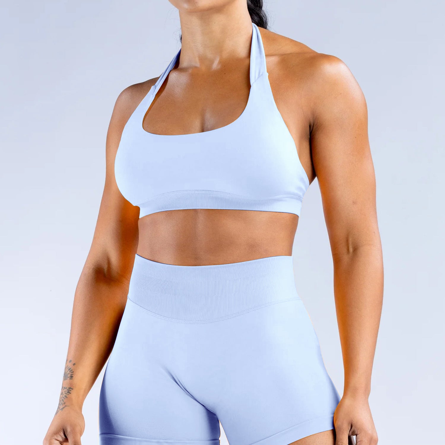 Seamless Halter Neck Sports Bra Backless for Women